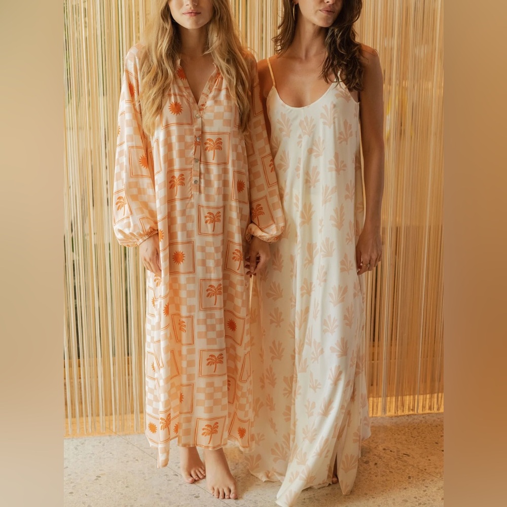 Citrine Swim Leta Dress $169‎ Hawaiian Shell Tan Reef Resortwear Beach Tank Maxi